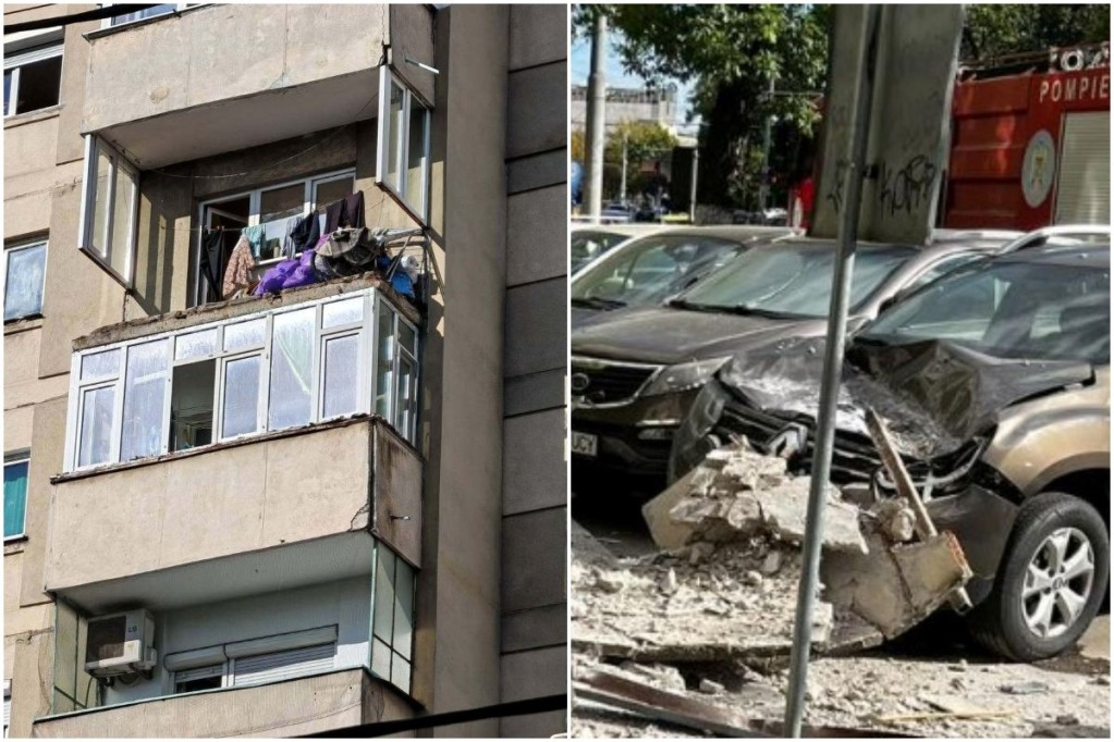 Balcon prabusit peste o masina: ...
